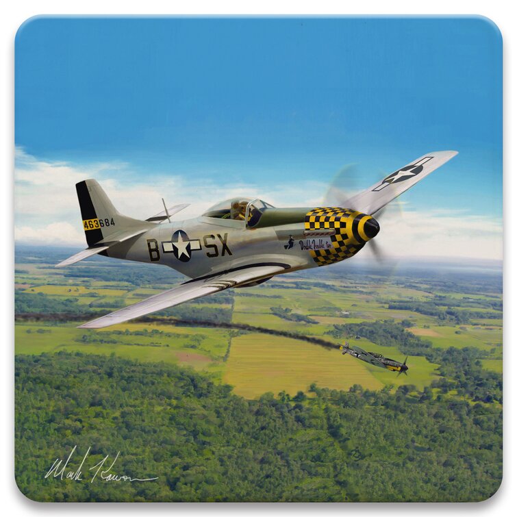 Latitude Run P 51 Mustang Tabletop Art Drink Coaster Set Of Four